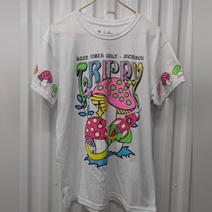 Weekend Warriors Vibrant Trippy Graphic Tee - White with Colorful Design